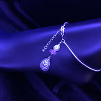 Butter Clam sterling silver charm with pink tourmaline & white pearl on ss Anklet
