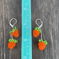 Double salmonberry beaded earrings