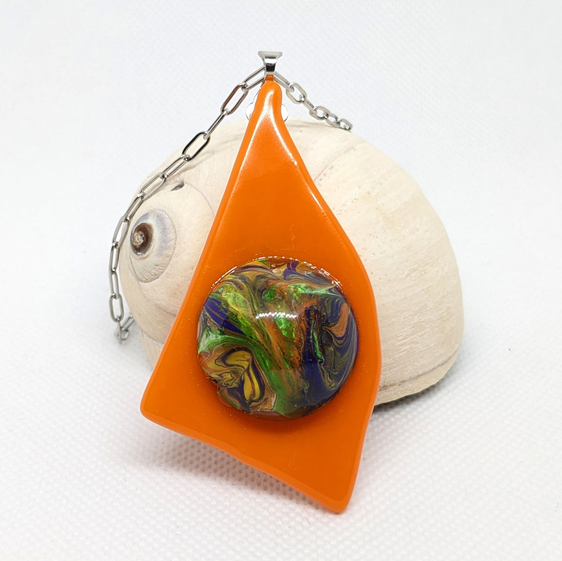 Fused glass | acrylic paint skins | resin | pendant