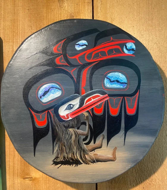 13" Raven Drum BY Massett Haida Artist Josh Davidson