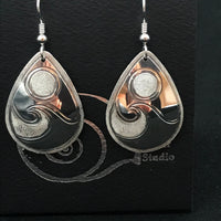 Full Moon with Wave sterling silver xlarge drop earrings