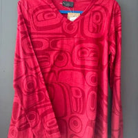 Kelly Robinson All Over Print V-Neck Long Sleeve Tunic Raven Red