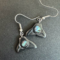 Argillite Hanging Earrings With Abalone Inlay By Haida Carver Amy Edgars
