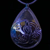 Sea Otter with Urchin sterling silver drop pendant