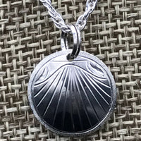 Scallop Shell  Sterling Silver Round Pendant
