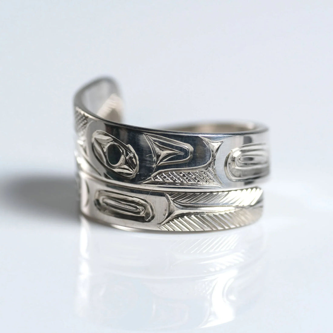Narrow Silver Haida Hummingbird Wrap Ring
