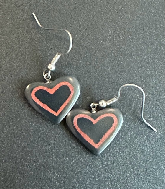 Argillite Hanging Earrings With Abalone Inlay By Haida Carver Amy Edgars