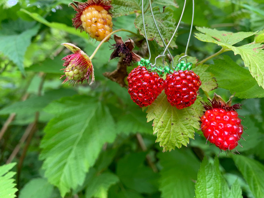Delectable red salmonberry earrings