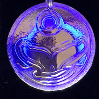 Whale Tail & Full Moon sterling silver round pendant