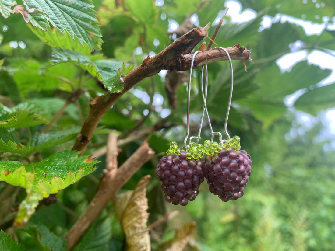 Matte light purple blackberry earrings