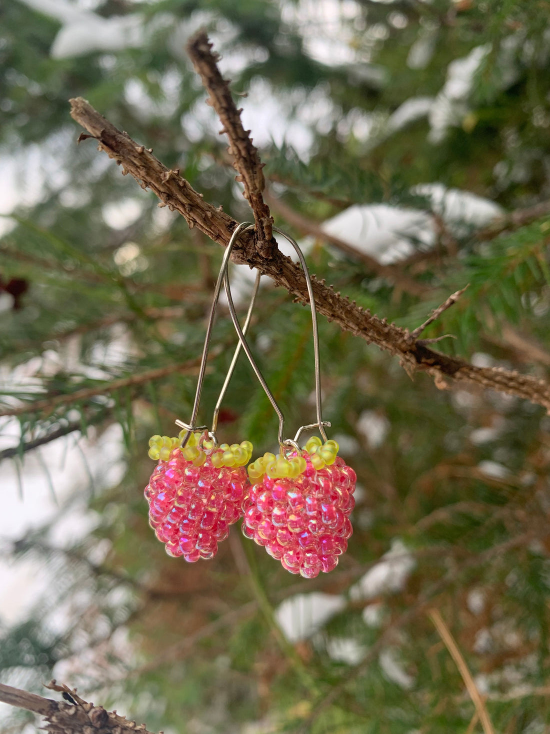 Light pink raspberry earrings