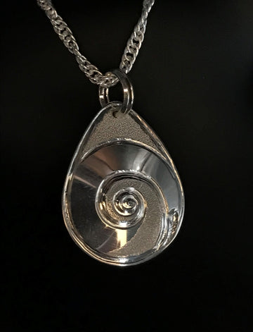 Moon Snail  Sterling Silver Drop  Pendant