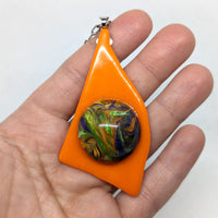 Fused glass | acrylic paint skins | resin | pendant