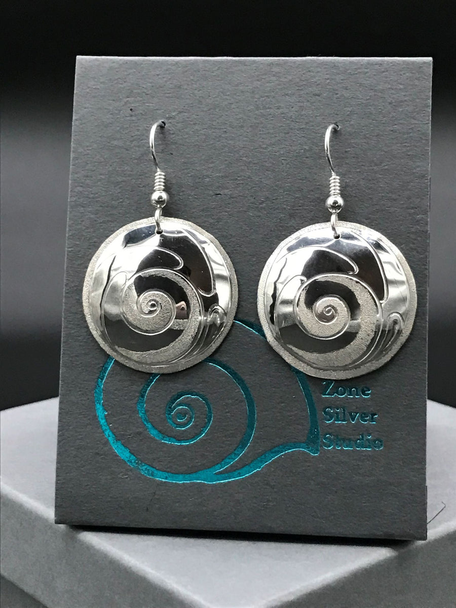 Moon Snail Sterling Silver Earrings
