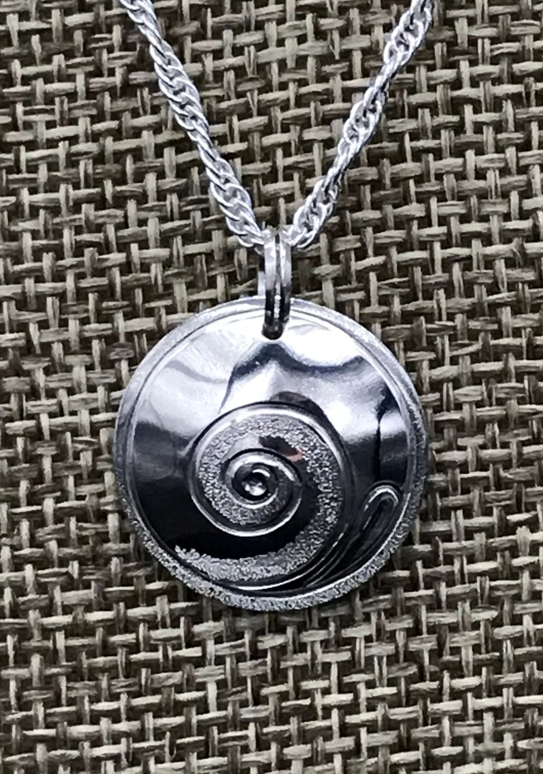 Moon Snail Sterling Silver Round Pendant