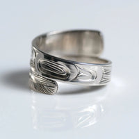 Narrow Silver Haida Hummingbird Wrap Ring