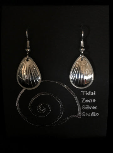 Tiny Shell Sterling Silver Drop Earrings