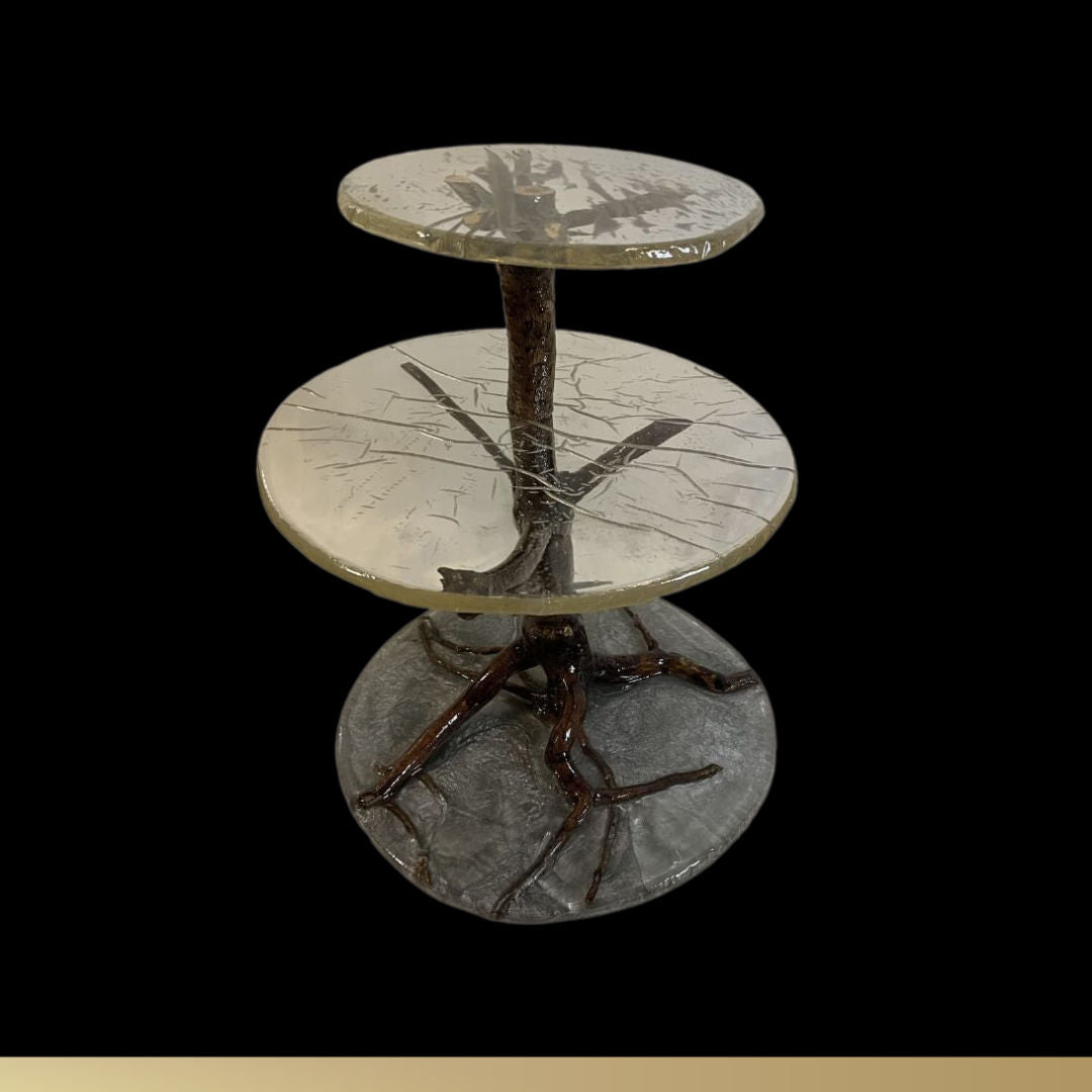 2-Tier Silver Display Side Table