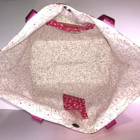 Tote bag - Pink and red leaves/berries on white
